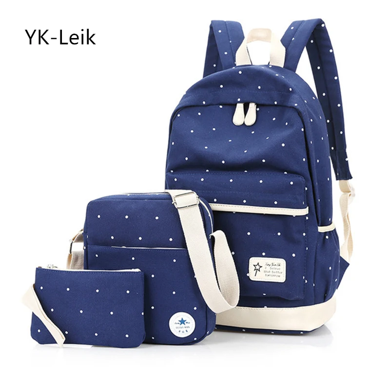 YK-Leik Модный женский рюкзак в горошек, высококачественные холщовые рюкзаки для девочек-подростков, школьный рюкзак, школьные сумки, mochila