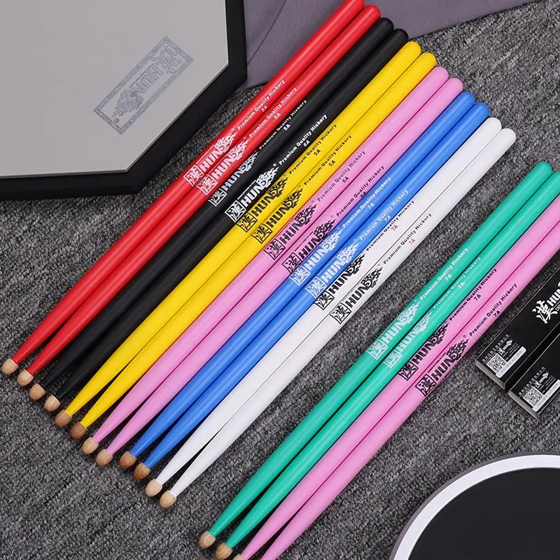 

Han Flag Drumsticks 5a 7a Hickory wood Drum sticks set High Quality Colorful sticks Percussion Instruments Accessories
