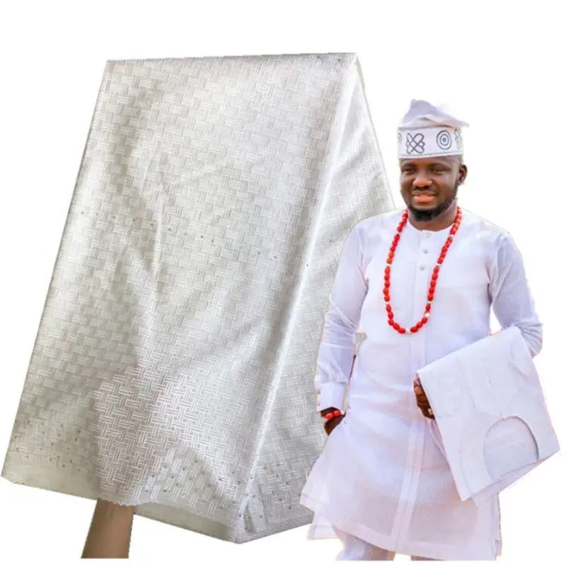 

White Swiss Cotton Polish Lace Fabric with Stones For Men Soft Voile Lace In Switzerland Nigerian Cotton Polish Lace Material 30