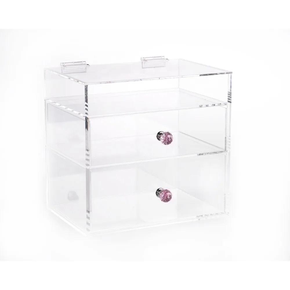 Прозрачный акриловый макияж коробка для хранения с ящиком для хранения рабочего стол Организатор ясно составляют держатель для косметики