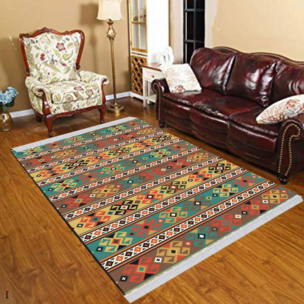 Else Nordec черно-белый ikat скандинавский геометрический 3d принт Противоскользящий килим моющийся декоративный килим Площадь Ковер богемный ковер