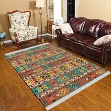 Else Nordec черно-белый ikat скандинавский геометрический 3d принт Противоскользящий килим моющийся декоративный килим Площадь Ковер богемный ковер