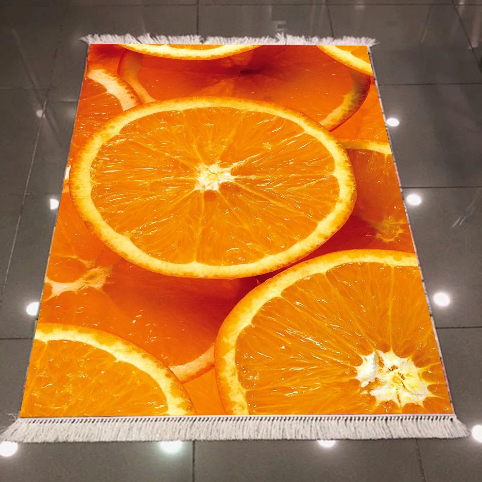 

Else Yellow Slices of Orange Fruits 3d Microfiber Anti Slip Back Washable Decorative Kitchen Area Rug Carpet