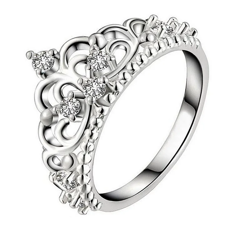 

Fashion Jewelry Silver Plated Female Wedding Bridal Fashion Simple Imperial Crown Rings For Women