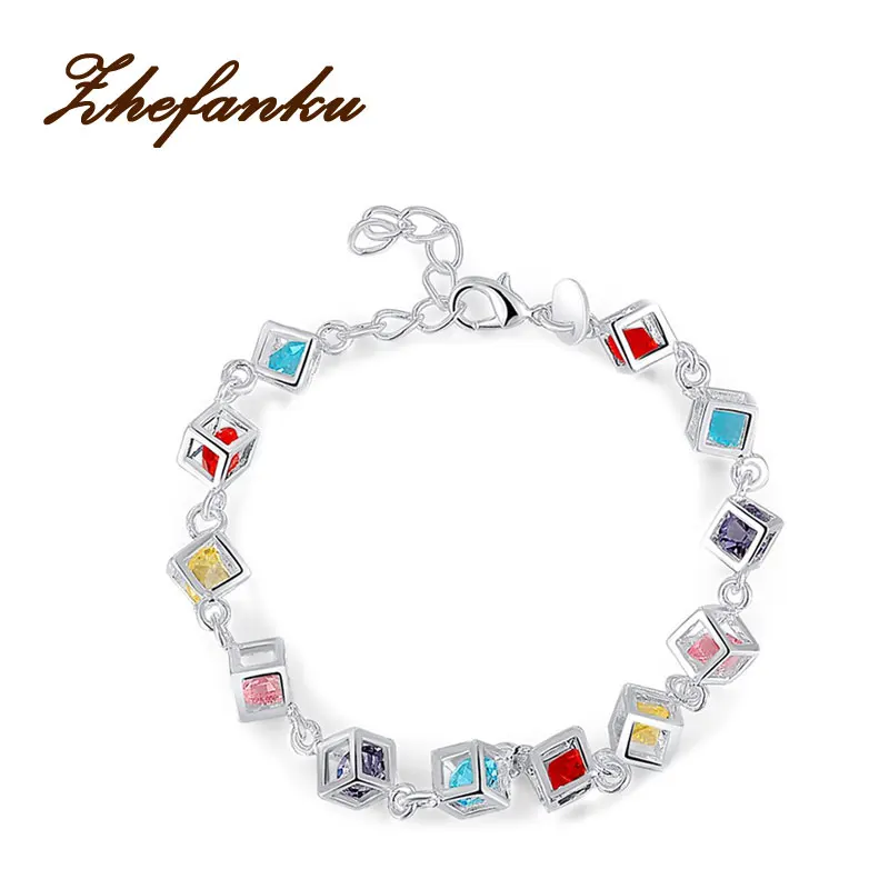 

Newly Arrival Trendy Charming Multi-colour Cube Lab Shaped Woman Bracelet Jewelry Accessories BL-0307