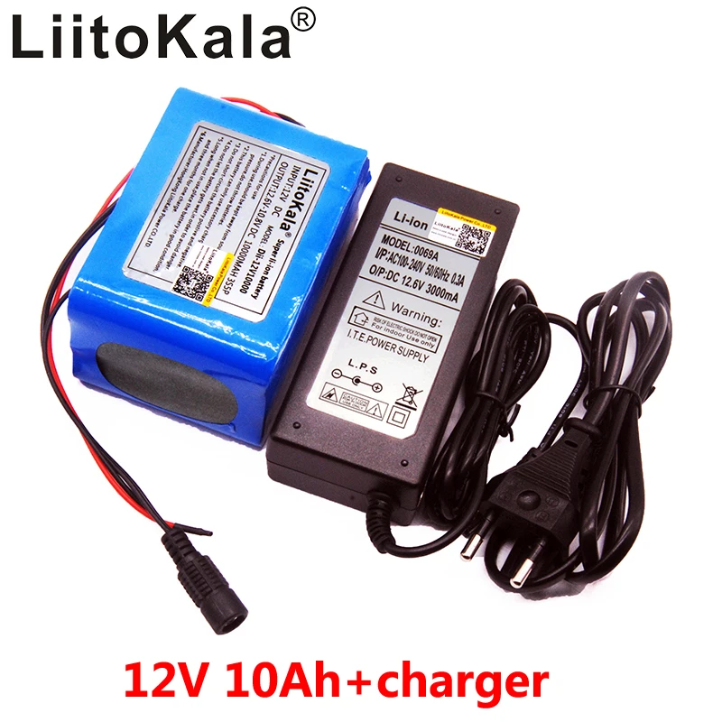 Günstige LiitoKala Große kapazität 12 V 10Ah 18650 lithium akku 12 v 10000 mAh mit BMS für 75 W LED lampe Xenon ues