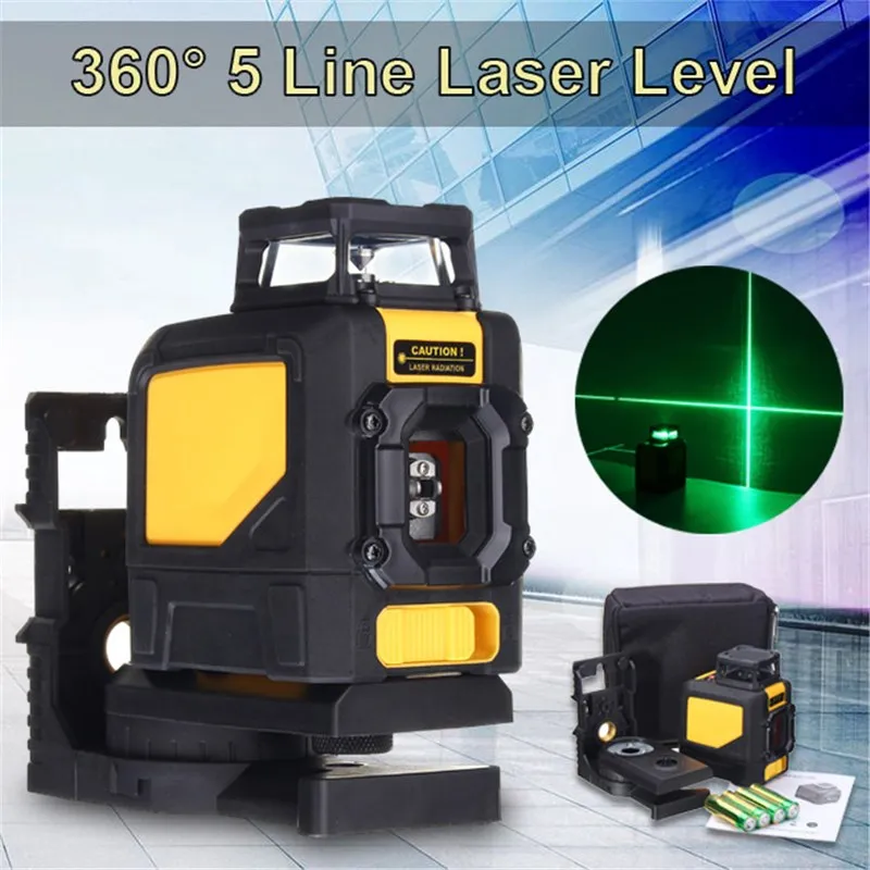 

New Mini 360 Degree Rotate 5 Lines Laser Level Self Leveling Vertical and Horizontal Green Cross Lights Level Measurement Tool