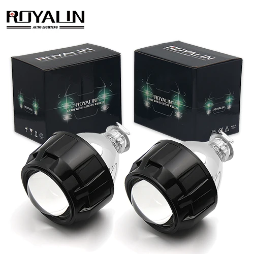 ROYALIN 2,5 дюймов мини би ксенон HID проектор фары линзы модифицированный Fit H4 H7 Автомобильная фара W/ging пистолет кожухи - Цвет: Black one