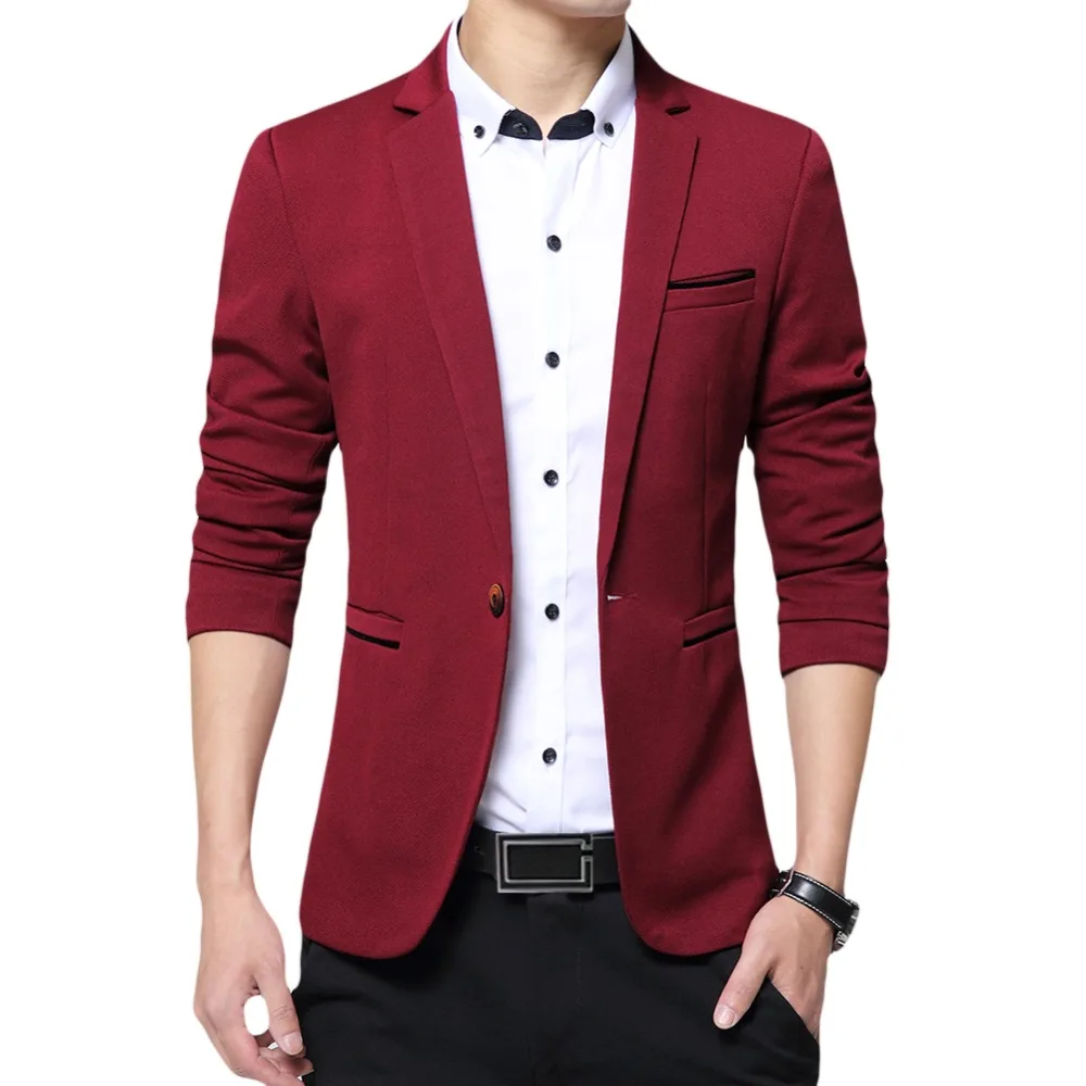 YUNCLOS 2019 New One Button Blazer for Men Casual Slim Fit Jackets High Quality Solid Color Business Men Blazer Jackets