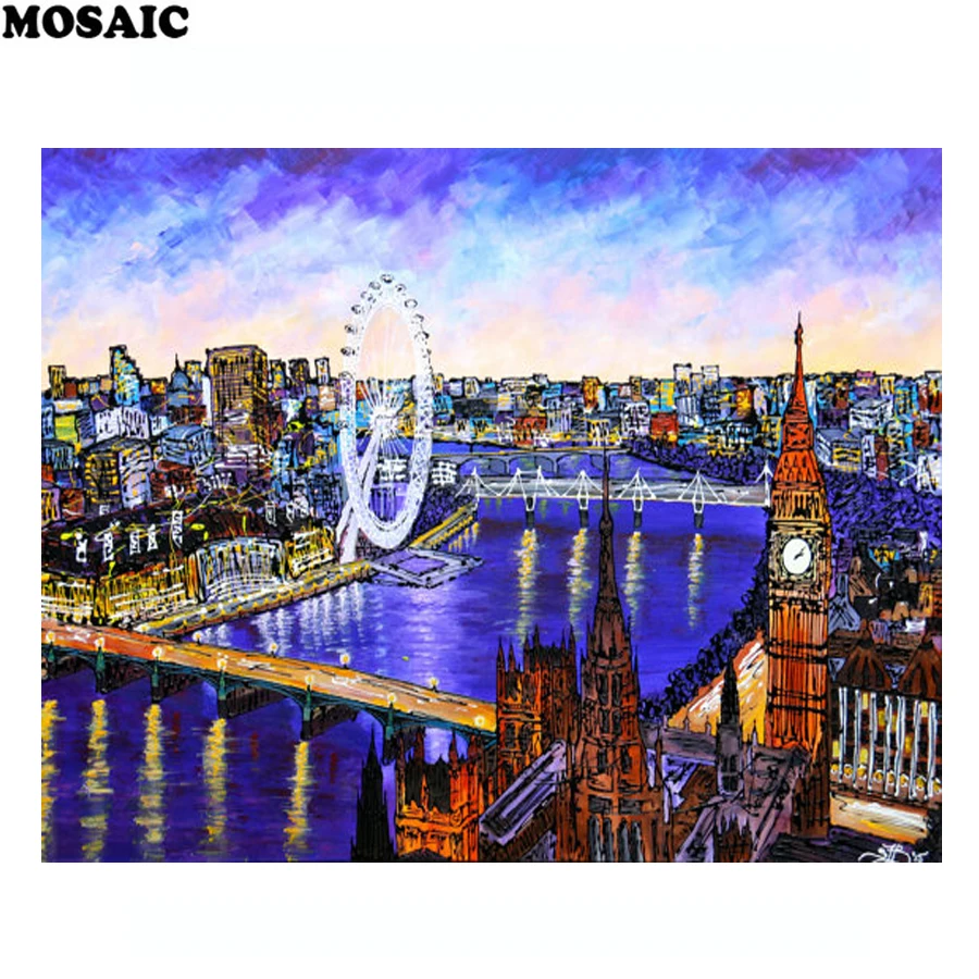 5D,Full,London scenery Painting,DIY Diamond Embroidery,square,Diamond