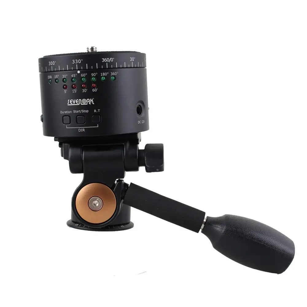 

QZSD Q08 3-Way Fluid Head Rocker Arm Video Tripod Ball Head + Quick Release Plate + Automatic Electronic Tripod Ball Head