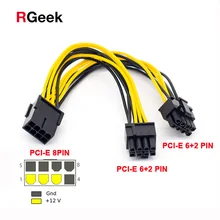 PCI-Express PCIE 8 Pin к двойному 8 (6 + 2) Pin VGA Видеокарта адаптер питания кабель 20 см