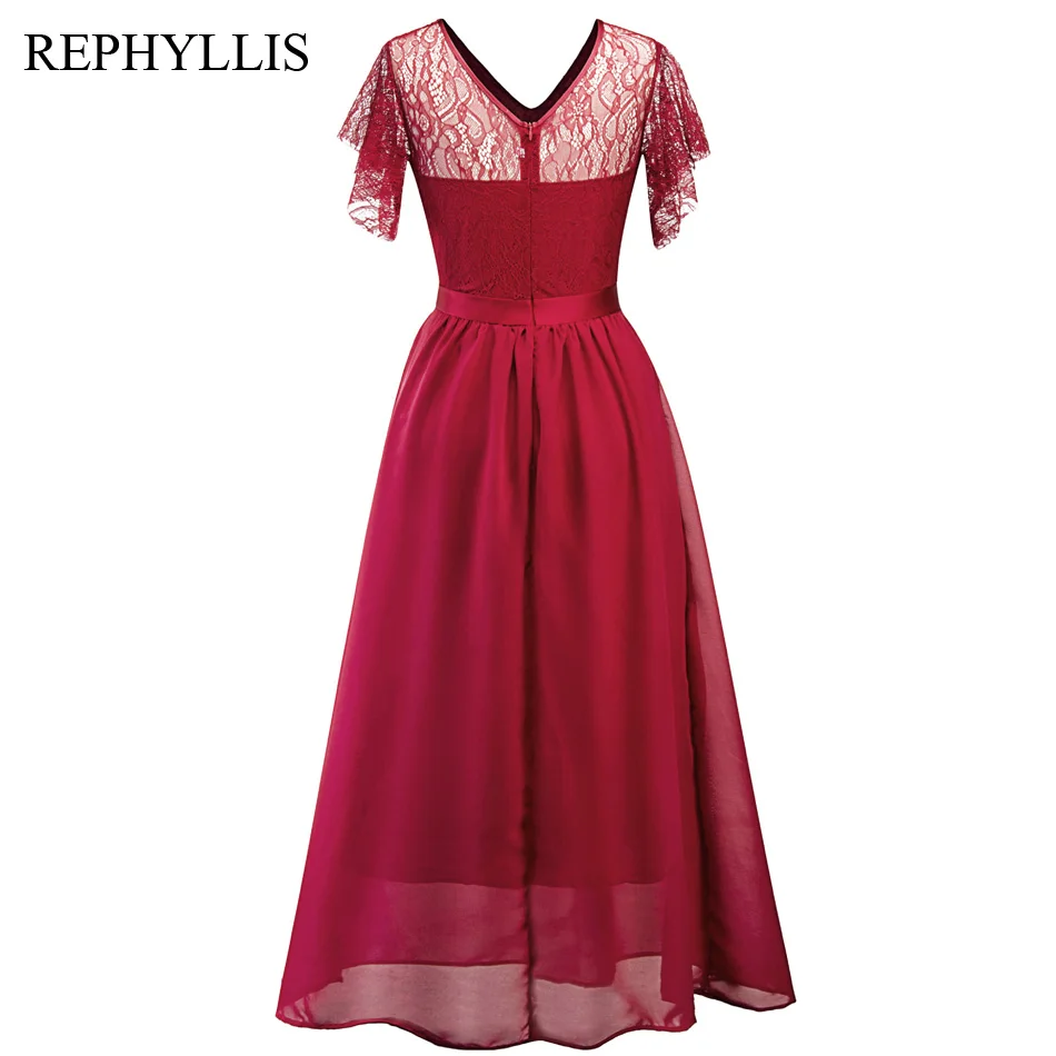 Женские элегантные кружевные прозрачные вечерние платья REPHYLLIS с V образным