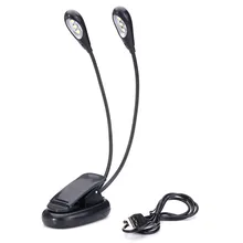 Dual Arm 6 LED Clip On Desk Music Stand Book Table Flexible Night Light Reading Lamp Student Study Bedroom Dormitory