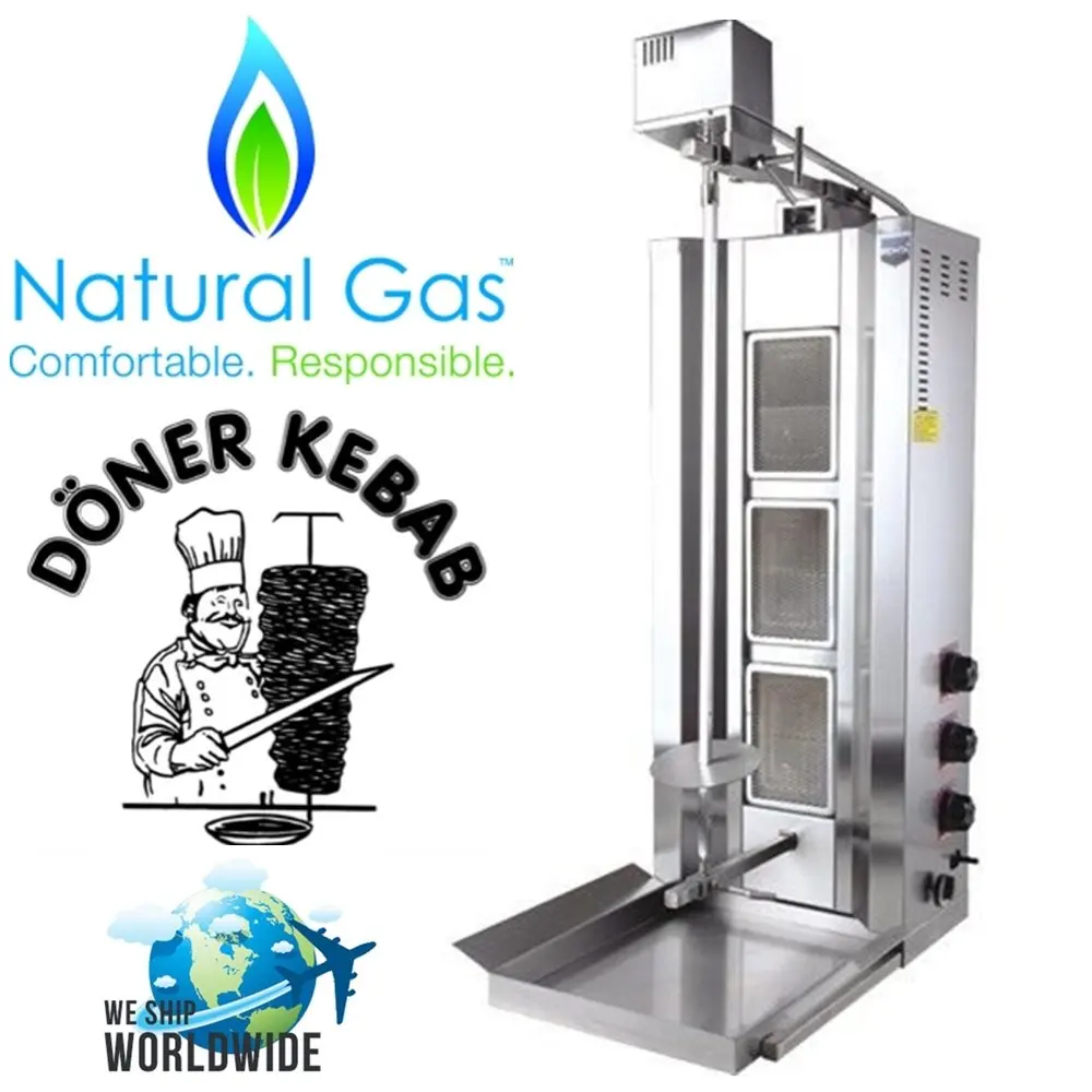 

AUTOMATIC SPINNING 3 BURNER Vertical Commercial Broiler BBQ Shawarma Gyro Doner Kebab Tacos Al Pastor Grill Trompo Machine