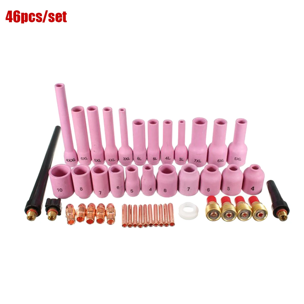 46Pcs TIG Welding Torch Set Gas Lens Collet Body Assorted Size Fit SR WP9 20 25