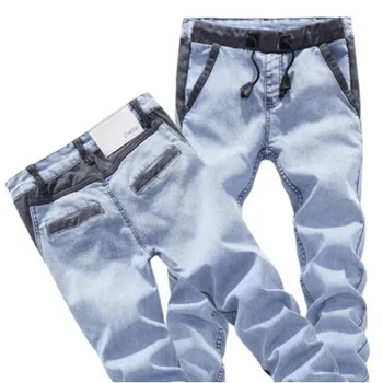 

Men's fashion camouflage pockets slim skinny biker jeans Casual stretch denim cargo pants Long trousers Young men free shipping