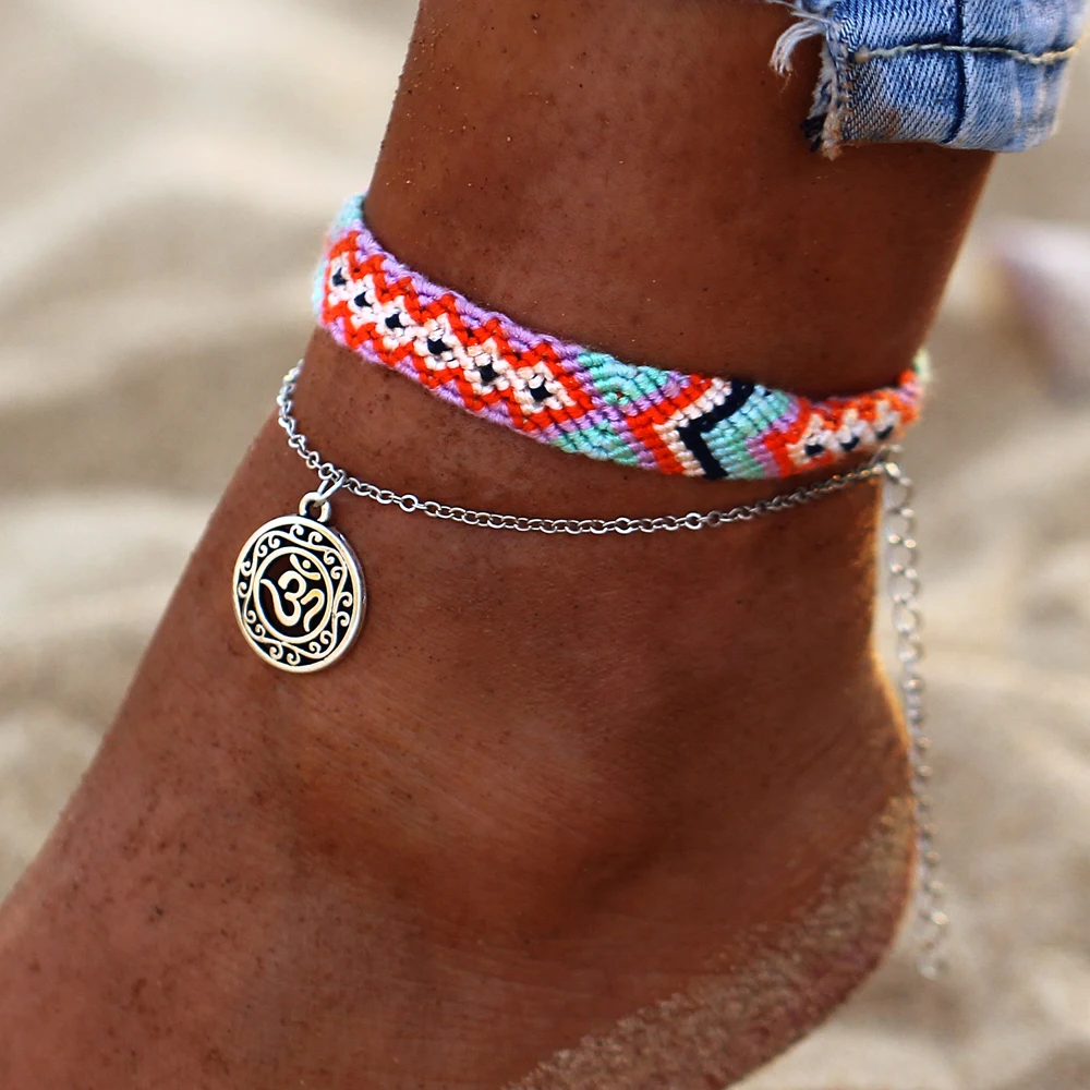 Богемский волнистый ножной браслет, хлопчатобумажные тканые браслеты для женщин, модные Enkelbandje ножные браслеты в стиле бохо на ноге, пляжные украшения для ног