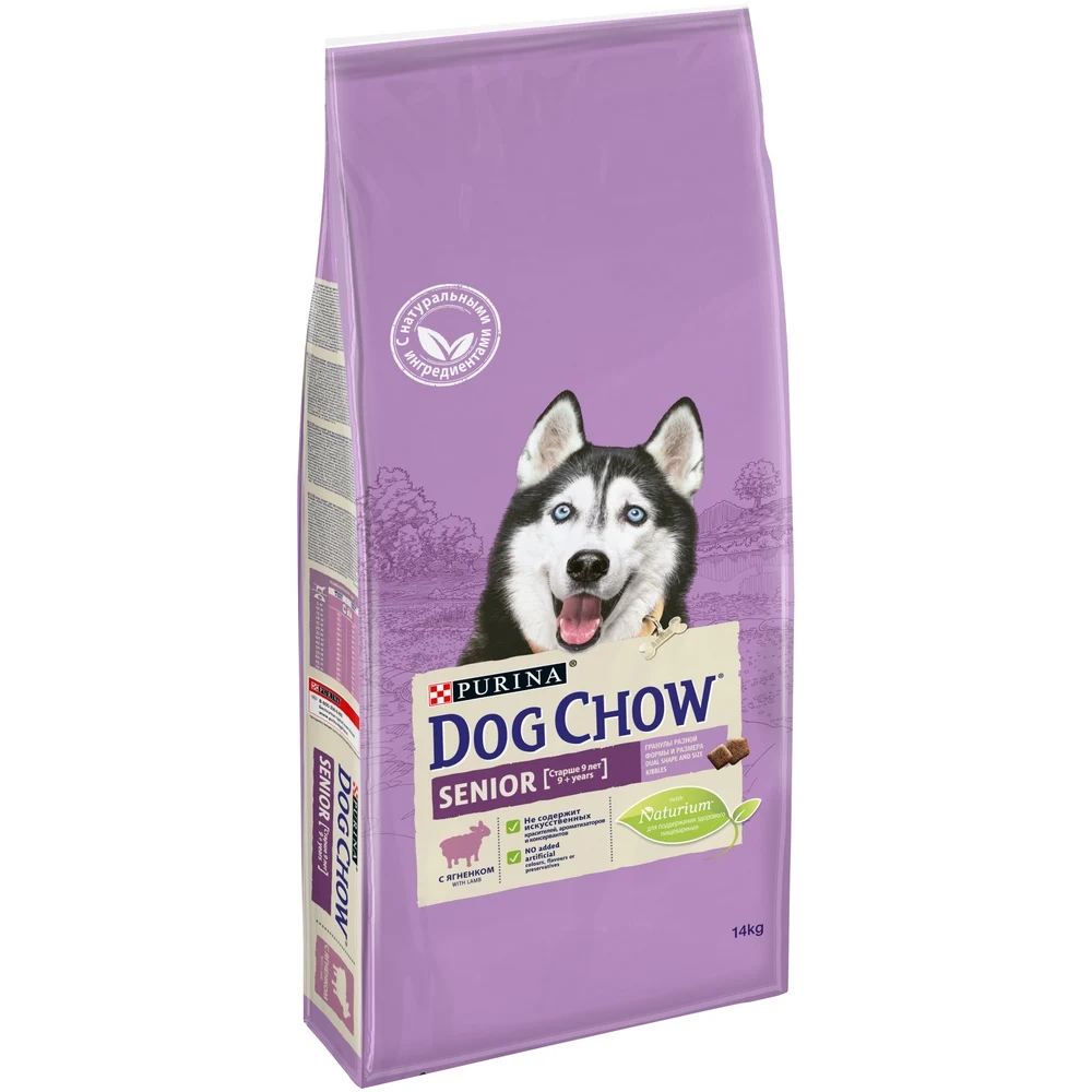 Dog Chow Senior для собак всех пород в возрасте от 9 лет, Ягненок, 14 кг