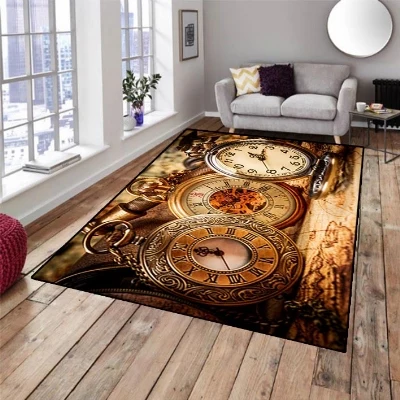 Else коричневого дерева на Ретро Время часы Аутентичные 3d принт нескользящие микрофибры гостиной декоративные современные моющиеся области коврик