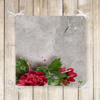 

Else Gray Wall Red Roses Green Leaf 3d Print Square Chair Pad Seat Cushion Soft Memory Foam Full Lenght Ties Non Slip Washable