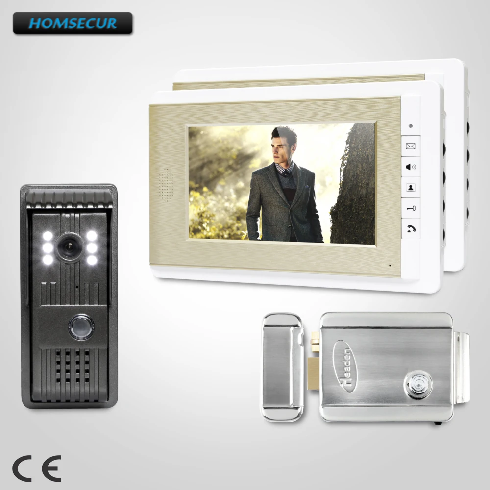 

HOMSECUR 7inch Video Door Intercom System Electric Lock with Keys Included for Apartment XC003+XM708-G