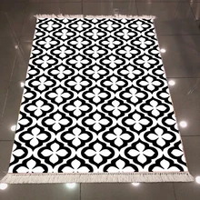 Еще черный белый этнический аутентичный дизайн Дамаск 3d принт, микроволокно анти-скольжение обратно моющиеся декоративные килим области ковер
