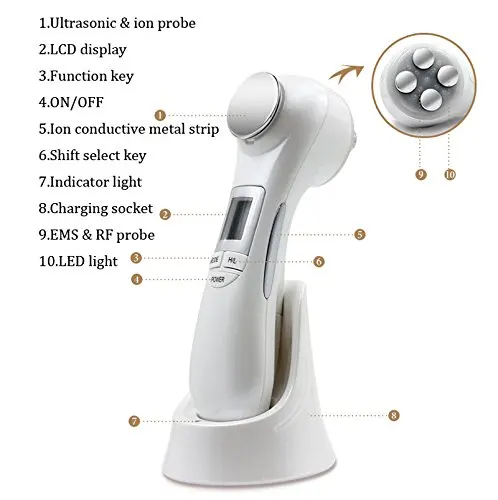  5 in 1 LED RF&EMS Photon Therapy Facial Skin Lifting Rejuvenation Vibration Device Machine Ion Micr
