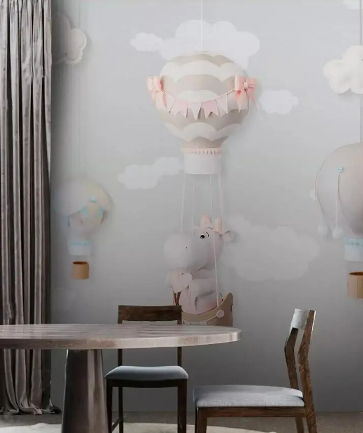 Простой мультфильм воздушный шар Детская комната фон стены профессионального изготовления фрески, обои оптом, Пользовательские плакаты фото стены
