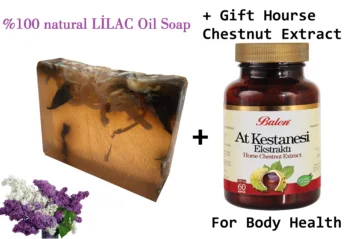 

(gift items) HANDMADE LILAC essential oil 100gr Soap+ Gift Food Supplement Hourse Chestnut Extract Body Health Food