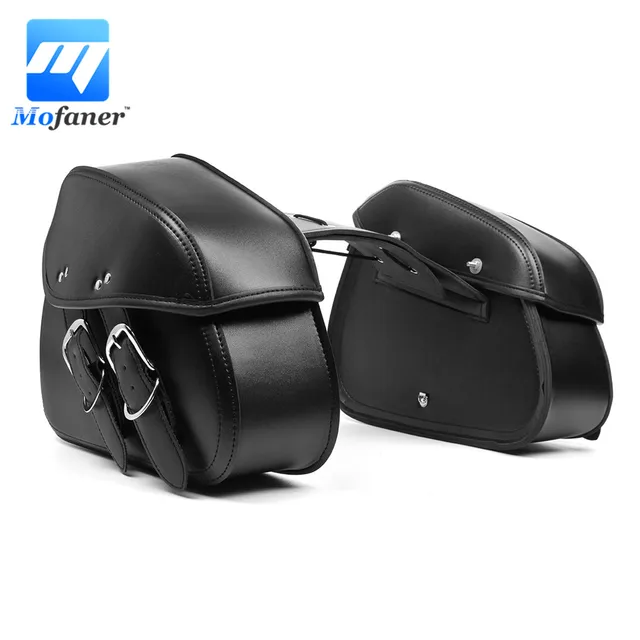 1 Pair Black Motorcycle Motorbike Saddle Bag Tail Rear Bags PU Leather Tool Bags Left Right Side For Harley/Honda/Kawasaki