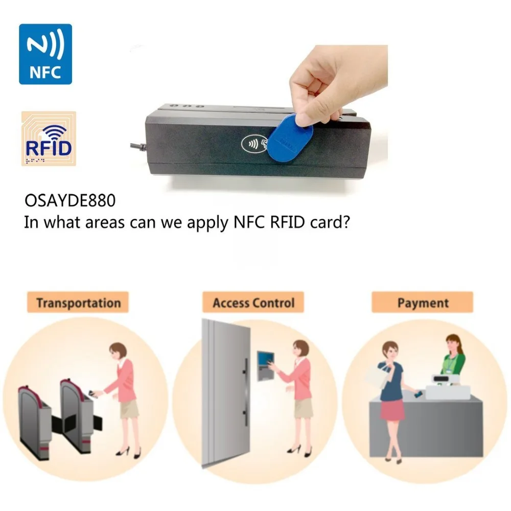 OSAYDE 8 в 1 Новый USB MSR880 Magstripe & IC NFC Psam Reader Writer/Encoder программируемый с 20 пустыми
