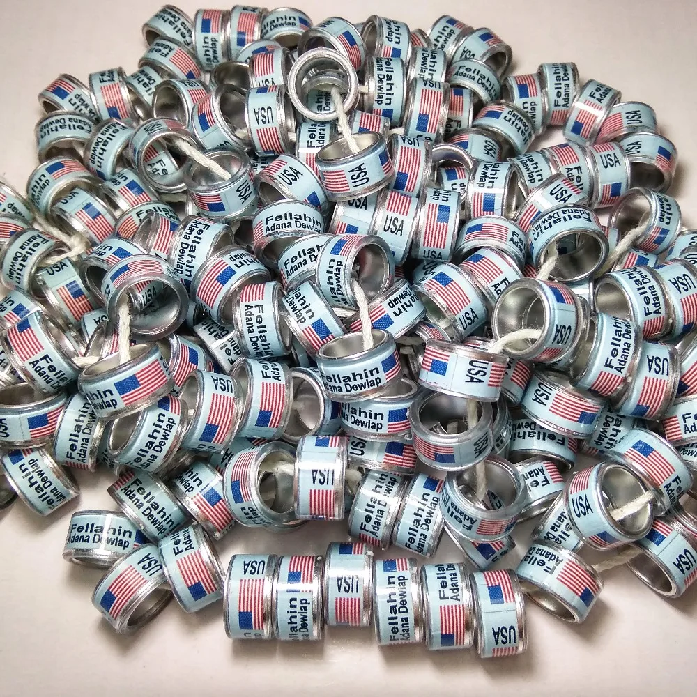 

200pcs/set 14mm plastic with silver aluminum core rings pigeon bands