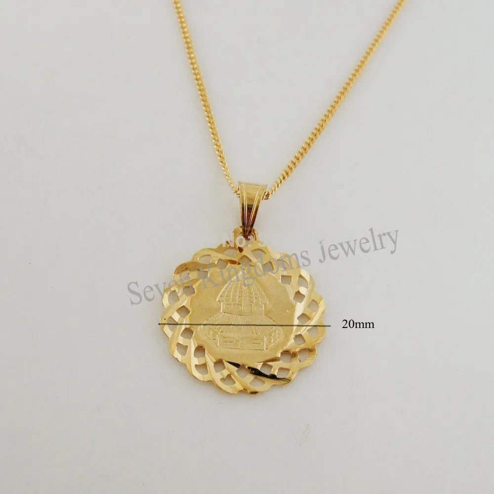 

order 10$ GET FREE SHIPPING/ GREAT - YELLOW GOLD GP 18" NECKLACE & MUSLIM ALLAH GOD MEKKA SYMBOL PENDANT/Great Money Maker