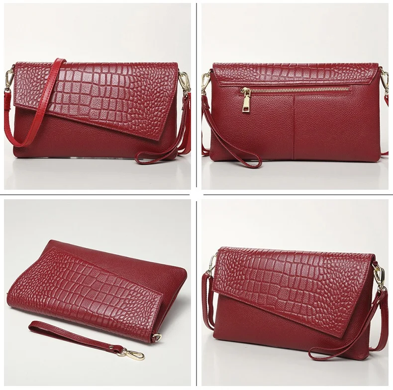 MJ Brand Design Female Bags Natural Genuine Leather Women Crossbody Messenger Bag Real Crocodile Leather Envelope Clutch Bag (11)