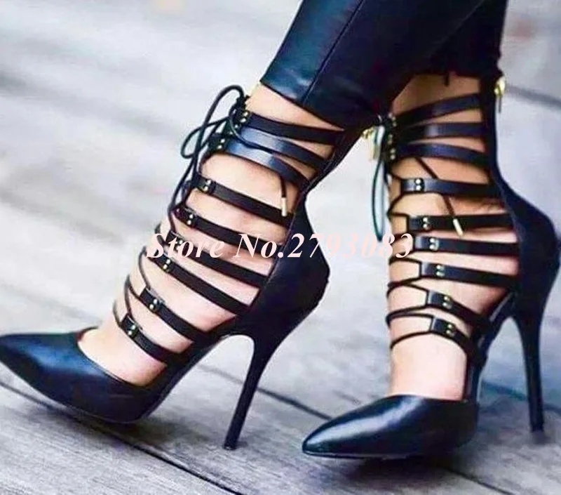 Sexy-Black-Leather-Rome-Shoes-Gladiator-Sandals-Women-Pointed-Toe-Cut-out-Lace-up-Cross-Strap.jpg_640x640