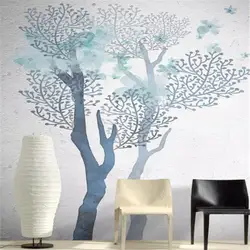 Лесные винтажные обои деревья фон professional production mural оптовая продажа с фабрики Обои фреска плакат фото стена