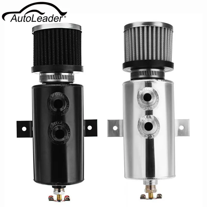 

Autoleader 0.75L 10 AN Round Can Oil Catch Can Brushed Baffled Aluminum Oil Catch Tank Can With Breather Filter Black/Silver
