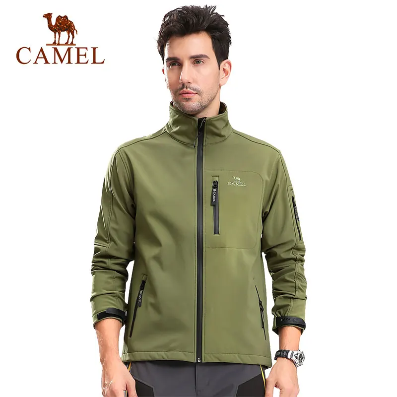 

CAMEL Outdoor Softshell Jacket Men Polyester Hiking Camping Jackets Windproof Waterproof Jacket Male Rain Windstopper