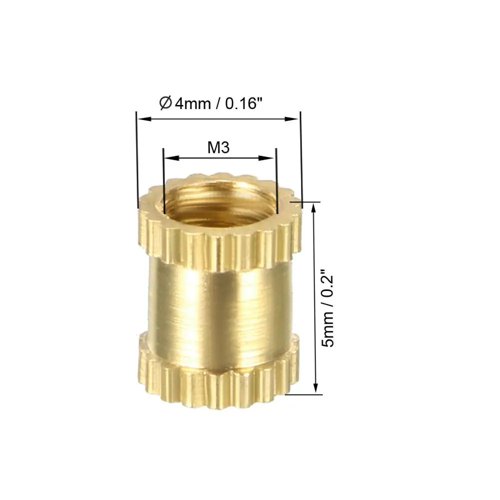 UXCELL с накатанной головкой Резьбовая вставка гайки 1/"-20x6 мм(L) x8mm(наружный диаметр)/M3/8x5/12/16 мм(L) x4/10 мм(диаметр) латунная гайка с внутренней резьбой 10 шт