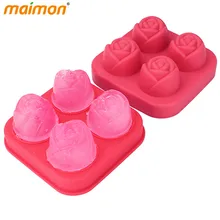 Red Rose Flower Ice Cube Maker Silicone Ice Cube Tray Candle Soap Candy Chocolate Mold Ice Ball Form Kichen Accessories