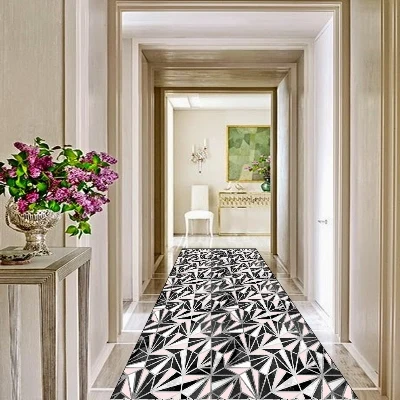 Розовый черный белый треугольники геометрический 3d принт Нескользящая микрофибра моющийся длинный бегун напольный коврик коврики для прихожей