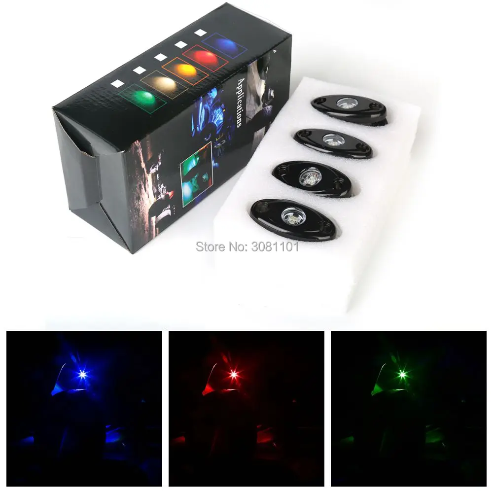 9W 4 pod LED Rock Light белый/красный/желтый/зеленый/синий внедорожный светящийся свет для