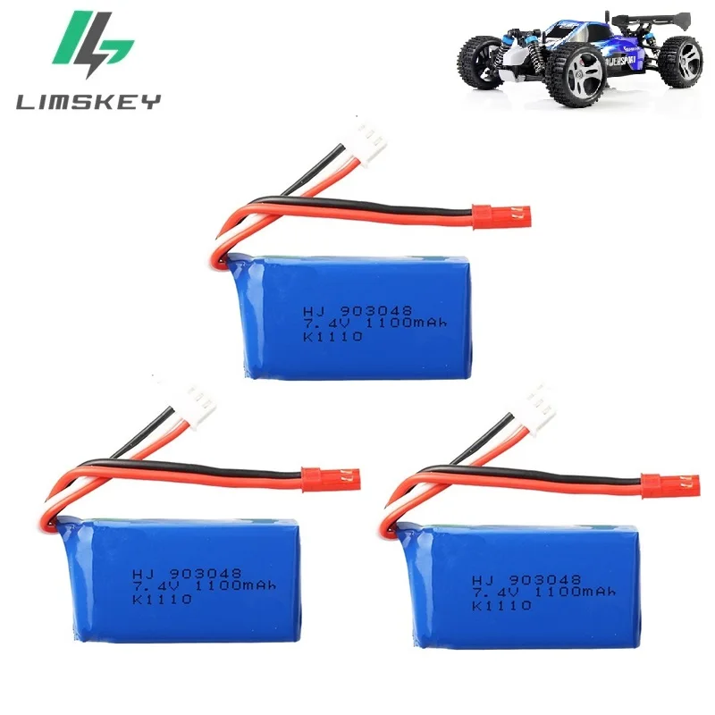 3 шт. для Wltoys A949 A959 A969 A979 K929 LiPo батарея 7,4 V 1100mah 903048 25c Lipo батарея для RC вертолета самолета автомобилей лодки - Цвет: Красный