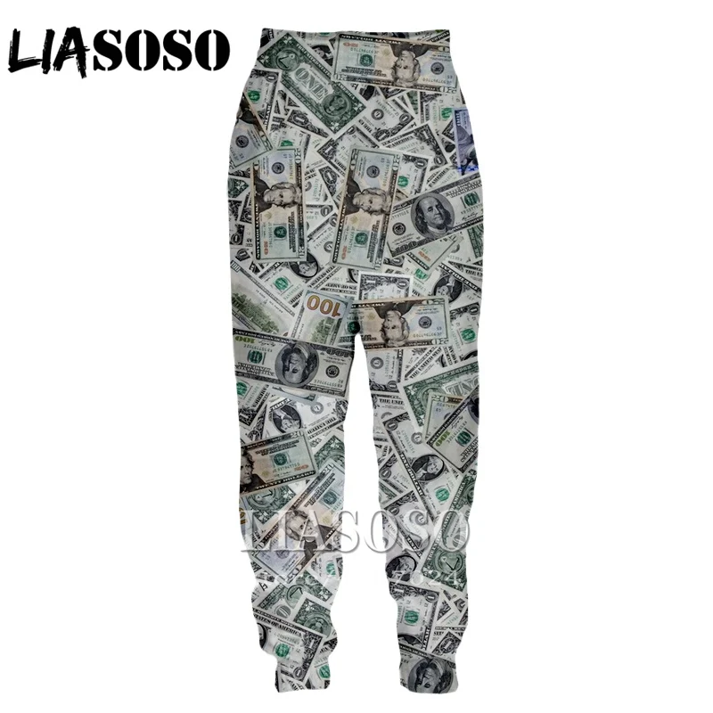

LIASOSO 3d Print Men Women cartoon money gold Harajuku top full length Sweatpants winter Pants anime casual funny trousers E234