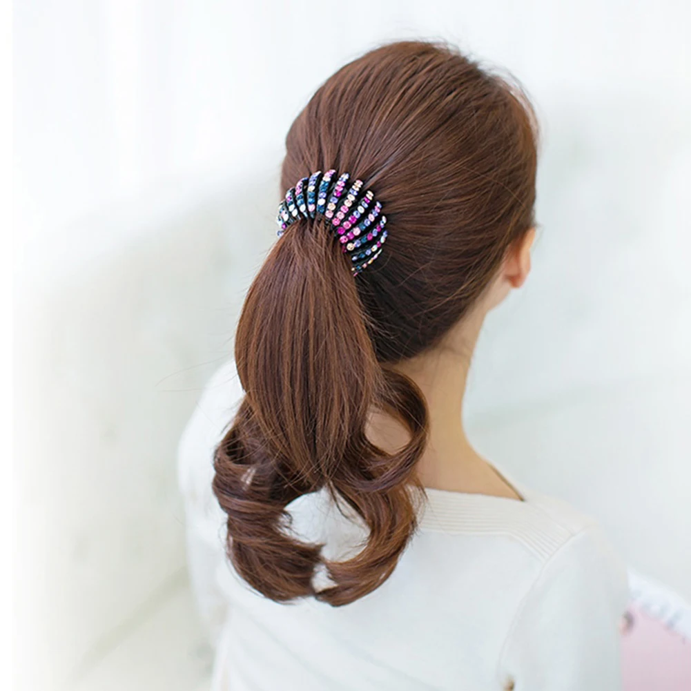 Bird Nest Rhinestone Expanding Tail Hair Bun Holder Grip Claw Hair Accessory in Women's Hair