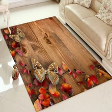 Иначе Дерево осень красные цветы Бабочка Цветочный 3d печати нескользящей микрофибры Гостиная Декоративные Современные моющийся коврик мат