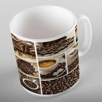 

Else Brown Coffee Beans Cup Patchwork Ethnic 3d Photo Print Gift Ceramic Drinking Water Tea Bear Coffee Cup Mug Kitchen