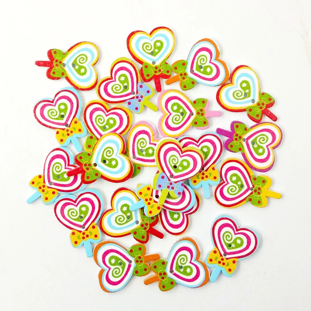 50pcs lovely bow heart lollipop wooden buttons for diy scrapbook 50pcs lovely bow heart lollipop wooden buttons for diy scrapbook