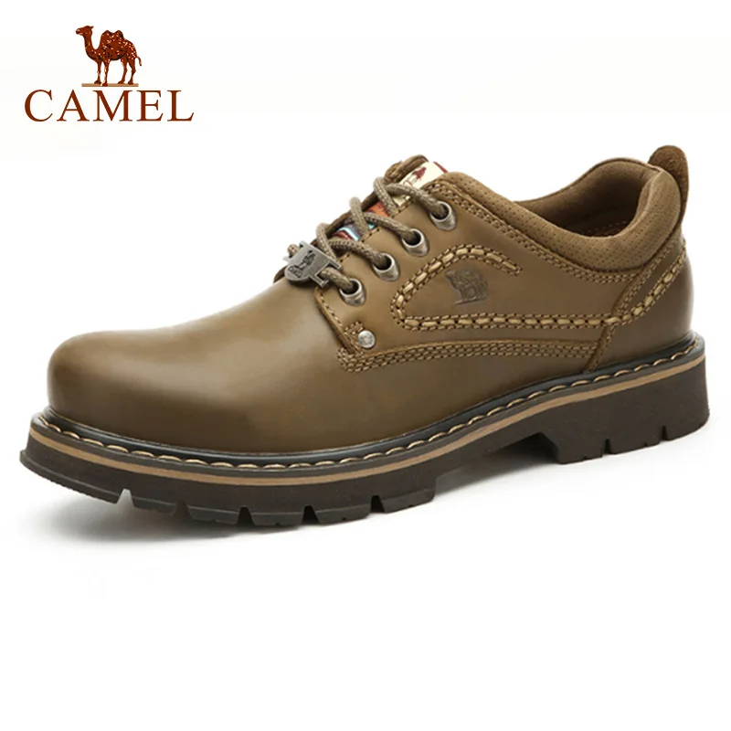 

CAMEL Fashionable Genuine Leather Man Shoes Casual Wear-resistant Leather Anti-skid Sewing Line Tooling Shoes Footwear